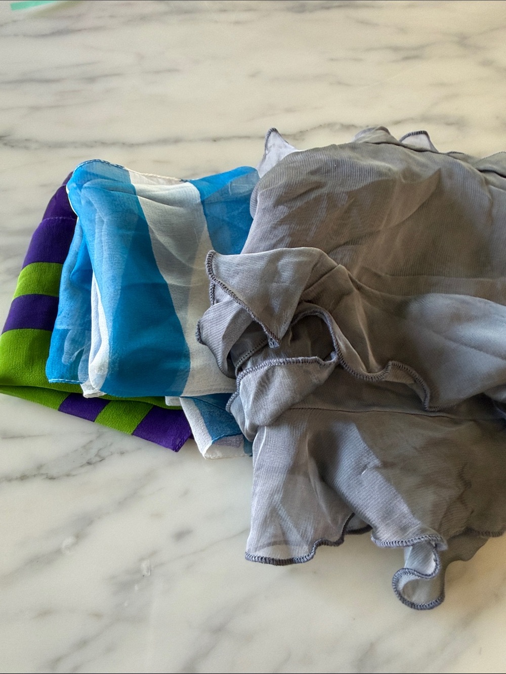 Green and Purple Square Silk Scarf